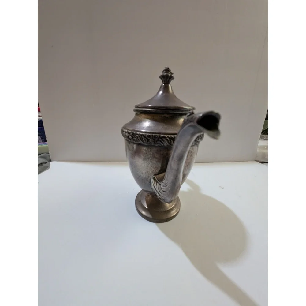 National Silver Co Mary Hayward Silverplate Teapot 7001 Floral Scroll Footed